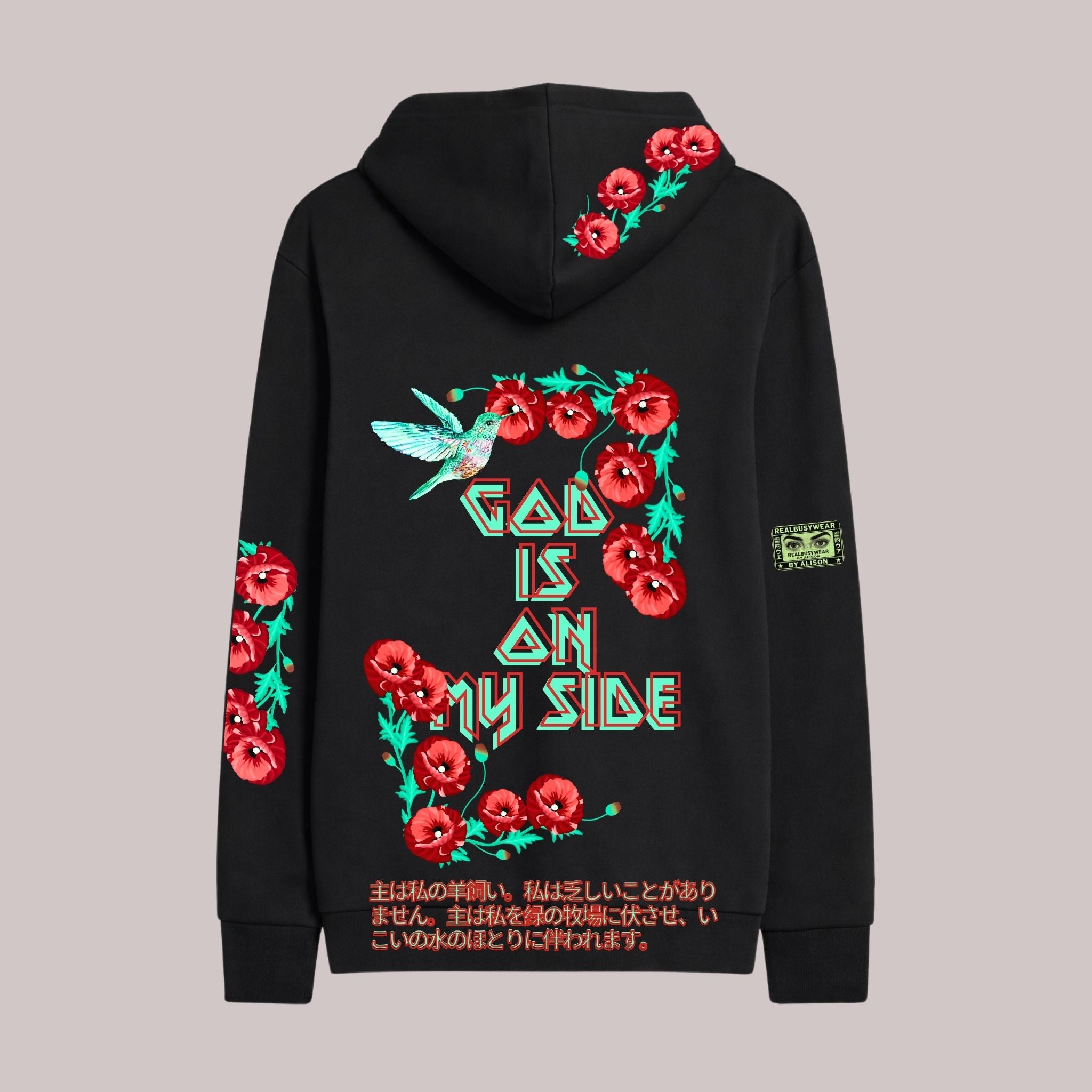 GOD IS ON MY SIDE OVERSIZE HOODIE BLACK