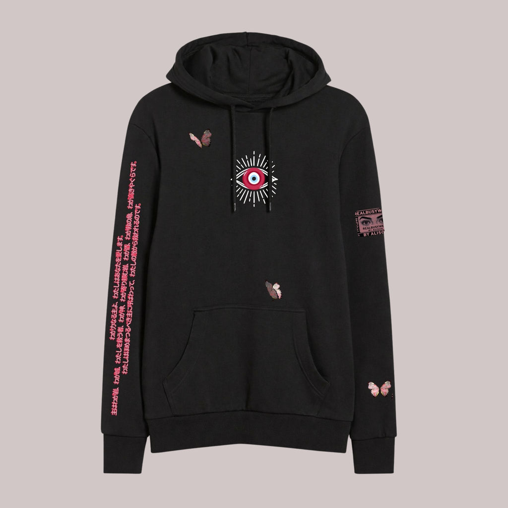 GOD TIMING OVERSIZE BLACK HOODIE