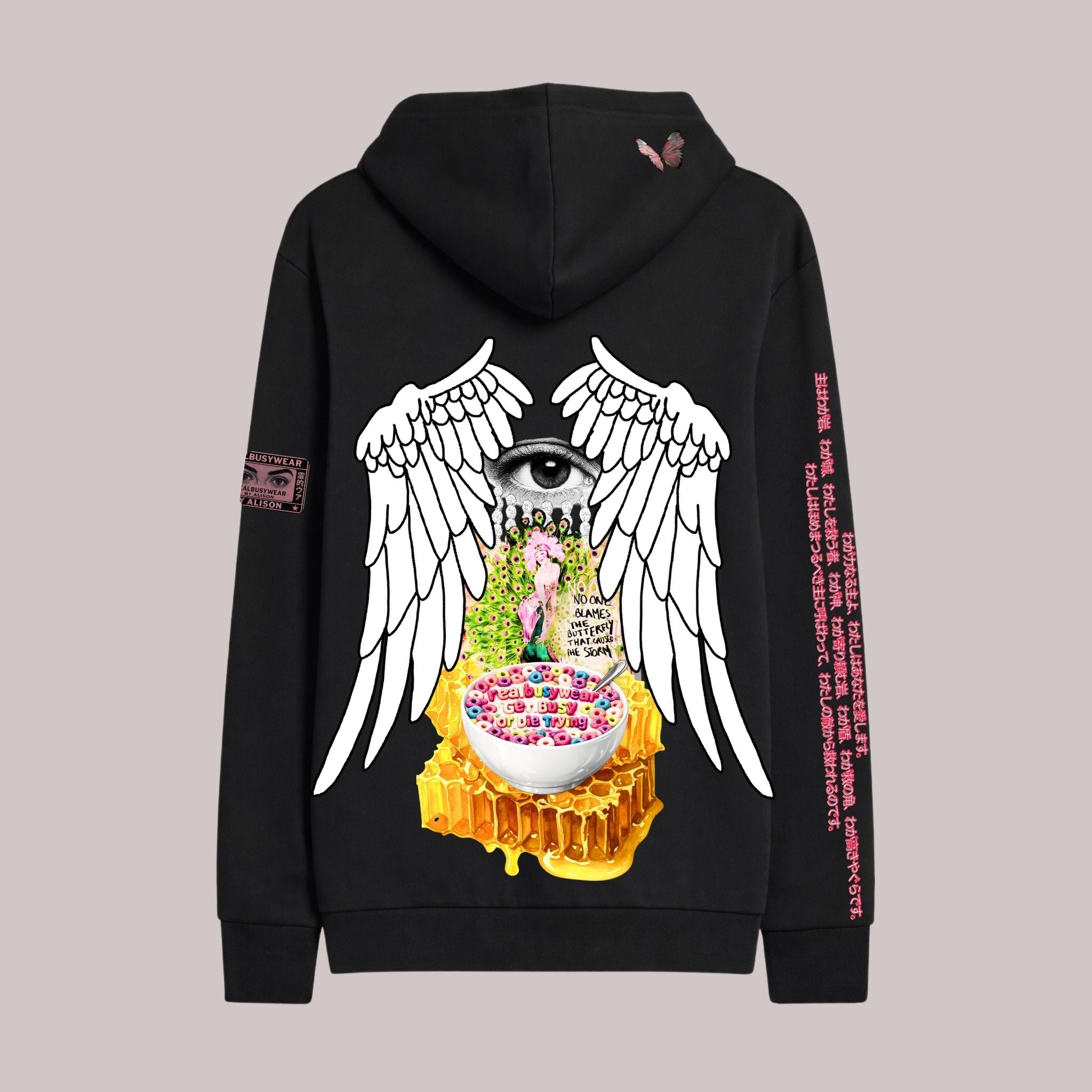 GOD TIMING OVERSIZE BLACK HOODIE