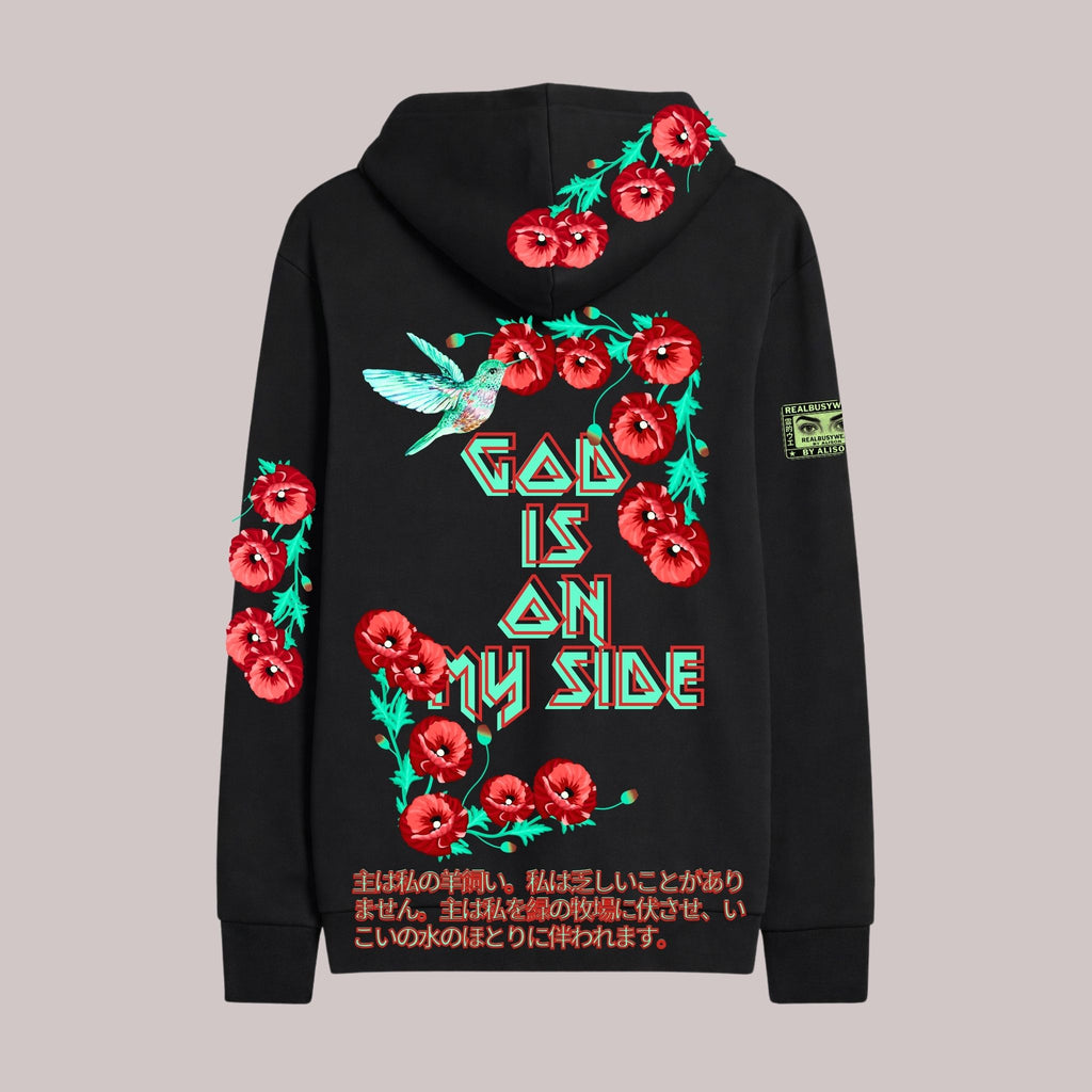 GOD IS ON MY SIDE OVERSIZE HOODIE BLACK