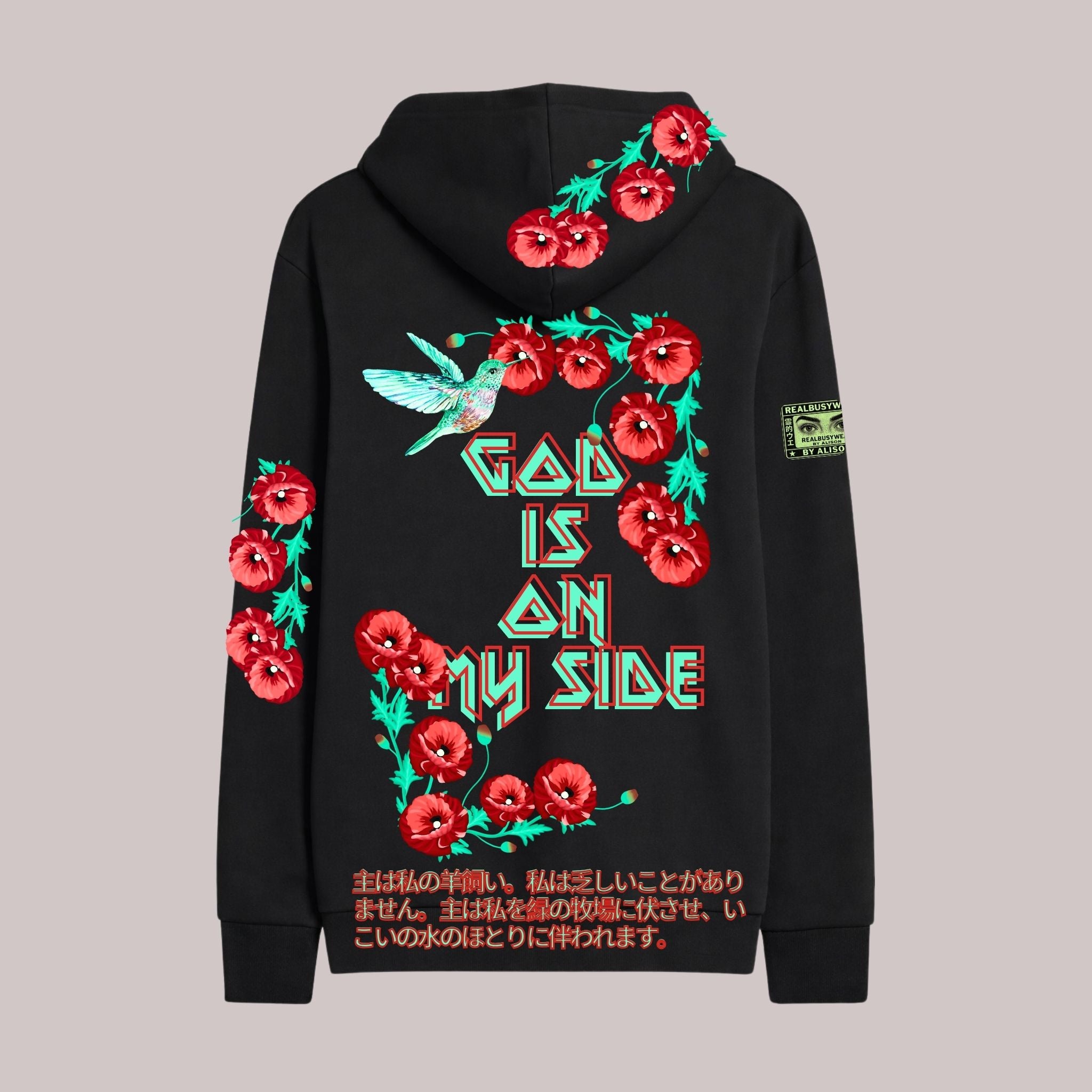 GOD IS ON MY SIDE OVERSIZE HOODIE BLACK